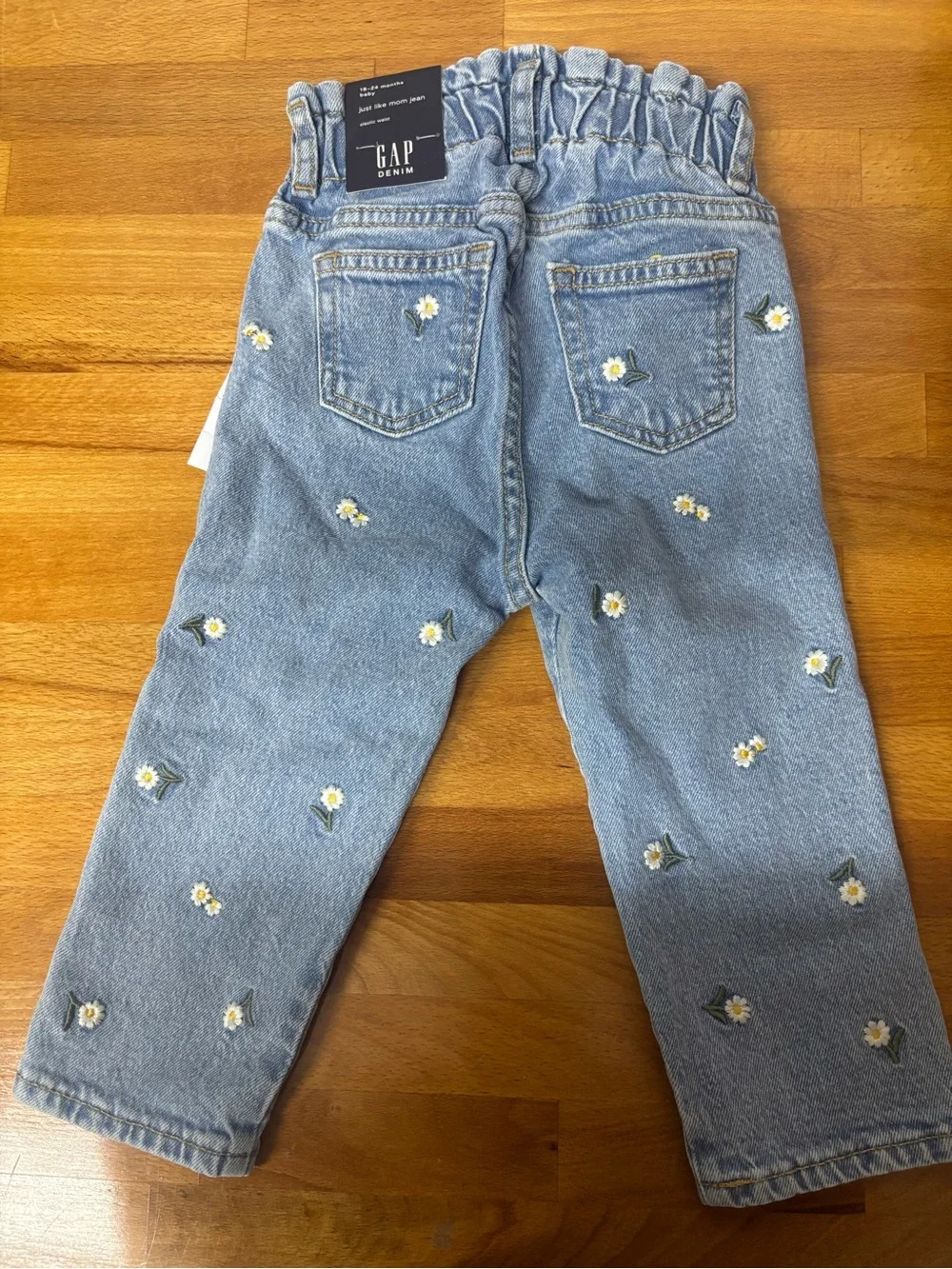 NWT Gap Kids Embroidered Daisy Jeans | 18-24 Months | Paperbag Waist